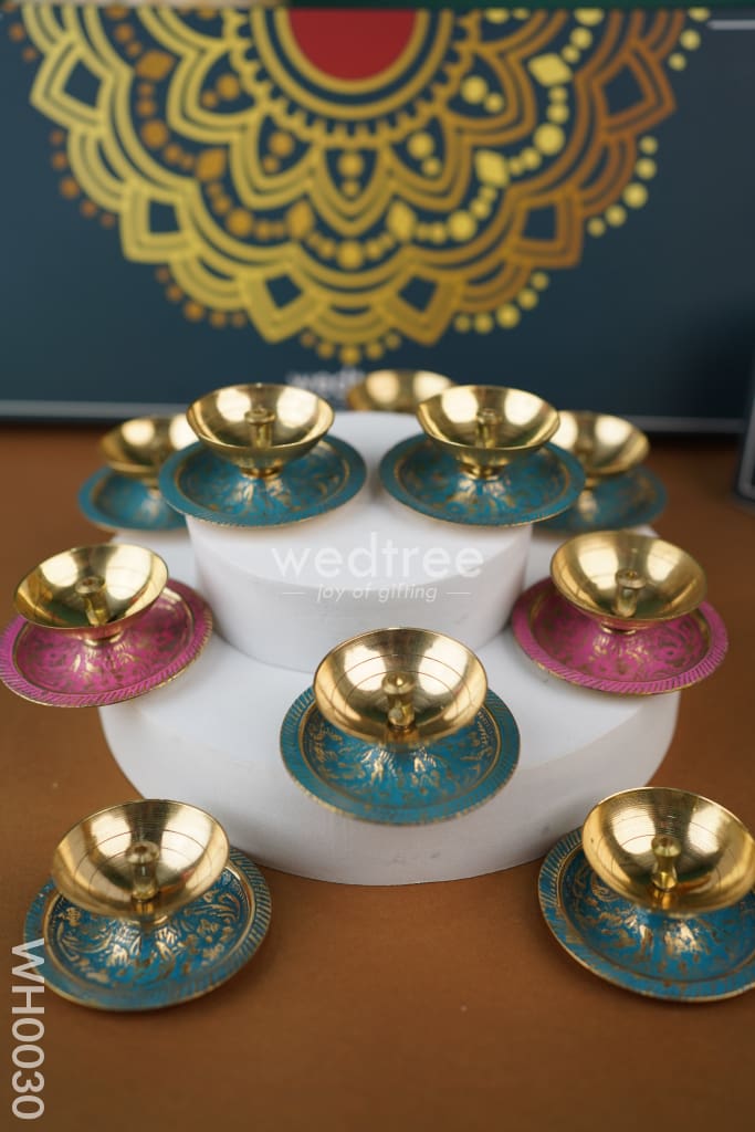 Diya Pack 7 - Brass Decorative Diya - Set of 10 - WH0030