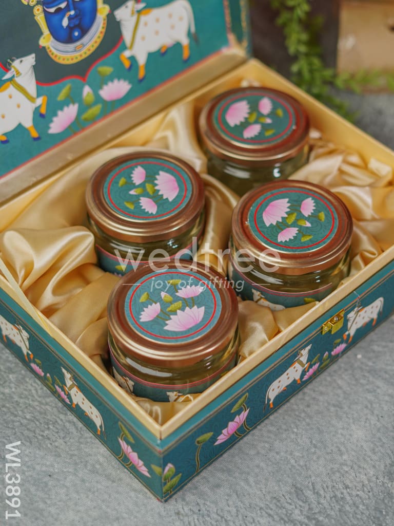 Dry Fruit Box ft. Shrinathji & 4 Glass Jars - WL3891