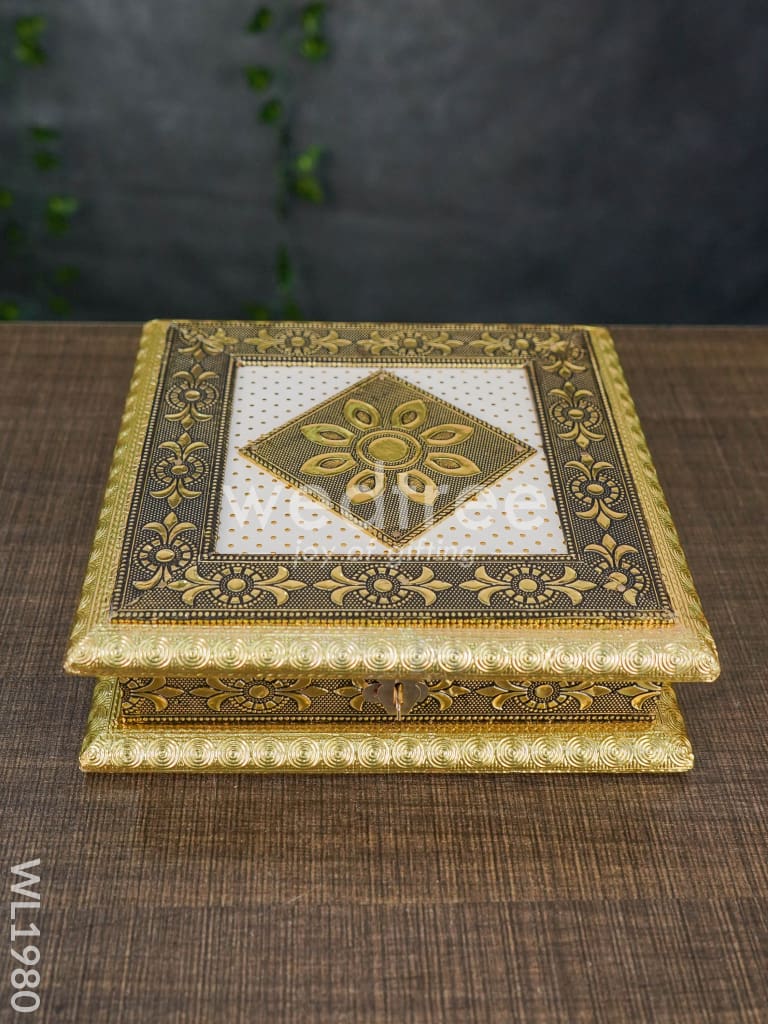 Dry Fruit Box - Oxidised Floral White 8x8 - WL1980