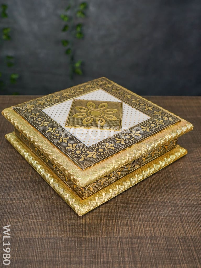 Dry Fruit Box - Oxidised Floral White 8x8 - WL1980