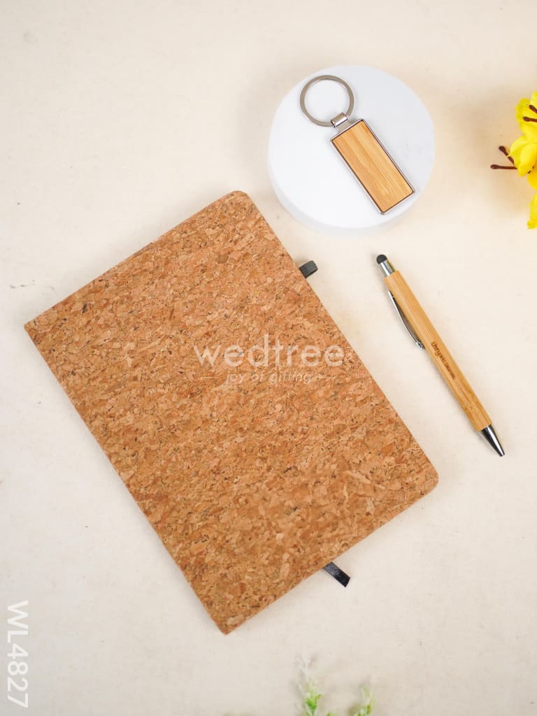 Eco Friendly Gift Set (Cork Diary, Pen, Bamboo Keychain) - WL4827