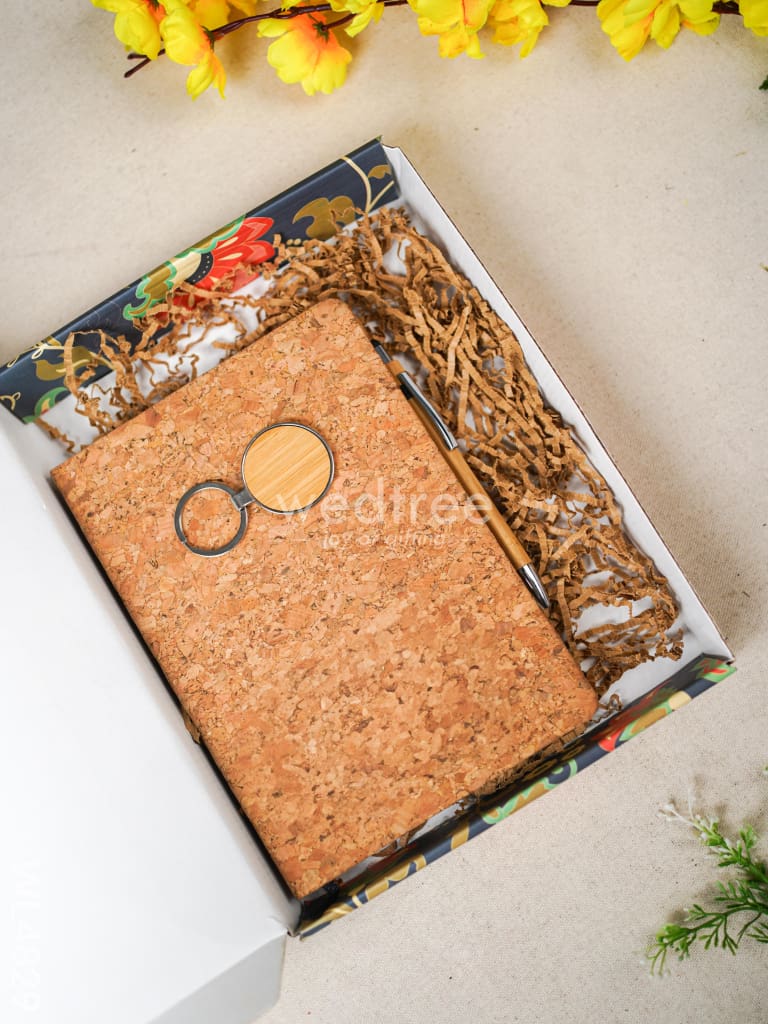 Eco Friendly Gift Set (Cork Diary, Pen, Bamboo Keychain) - WL4829