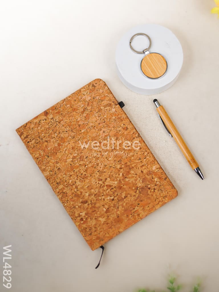 Eco Friendly Gift Set (Cork Diary, Pen, Bamboo Keychain) - WL4829