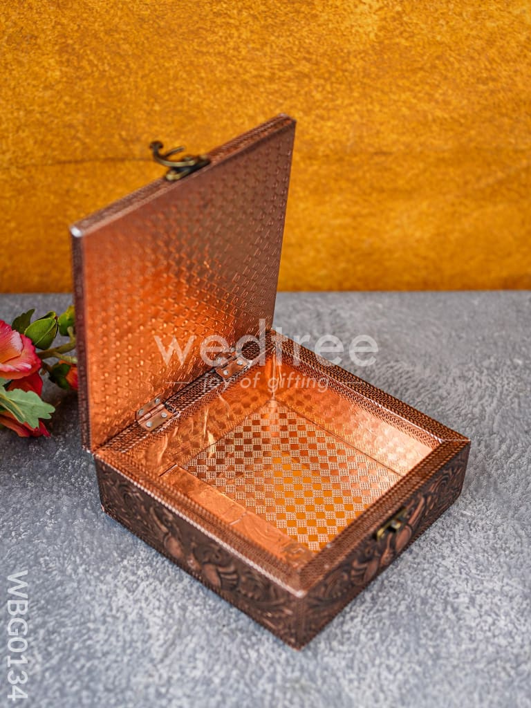 Elephant Embossed Dry Fruit Box - Square - 6X6Inches - WBG0134