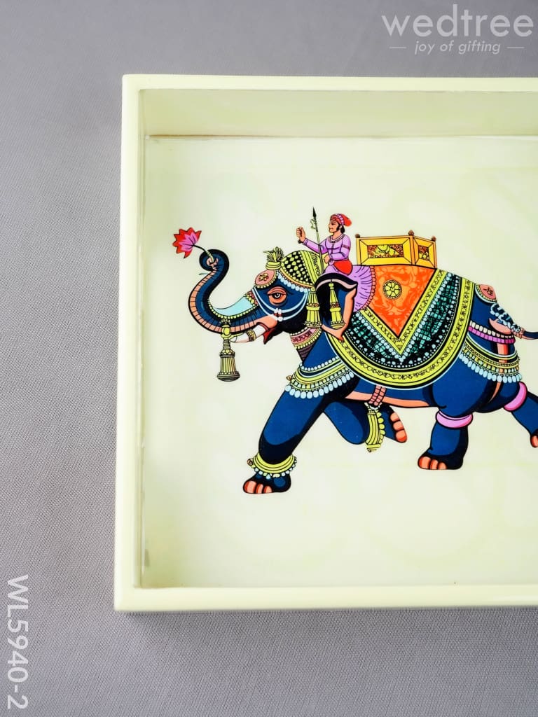 Elephant Print Square Tray - 8X8 inch - WL5940-2