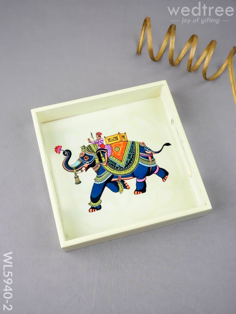 Elephant Print Square Tray - 8X8 inch - WL5940-2