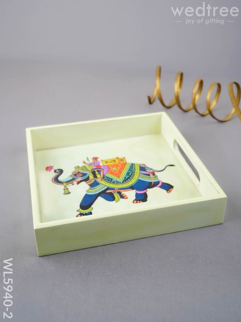 Elephant Print Square Tray - 8X8 inch - WL5940-2