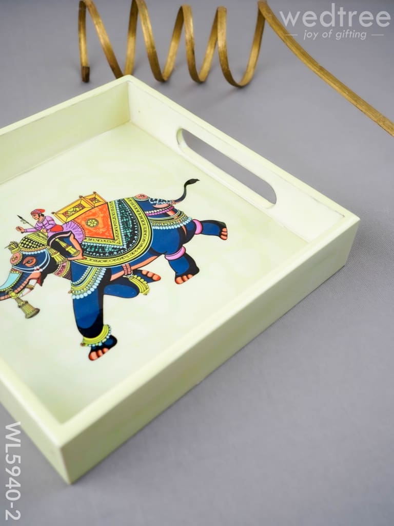Elephant Print Square Tray - 8X8 inch - WL5940-2