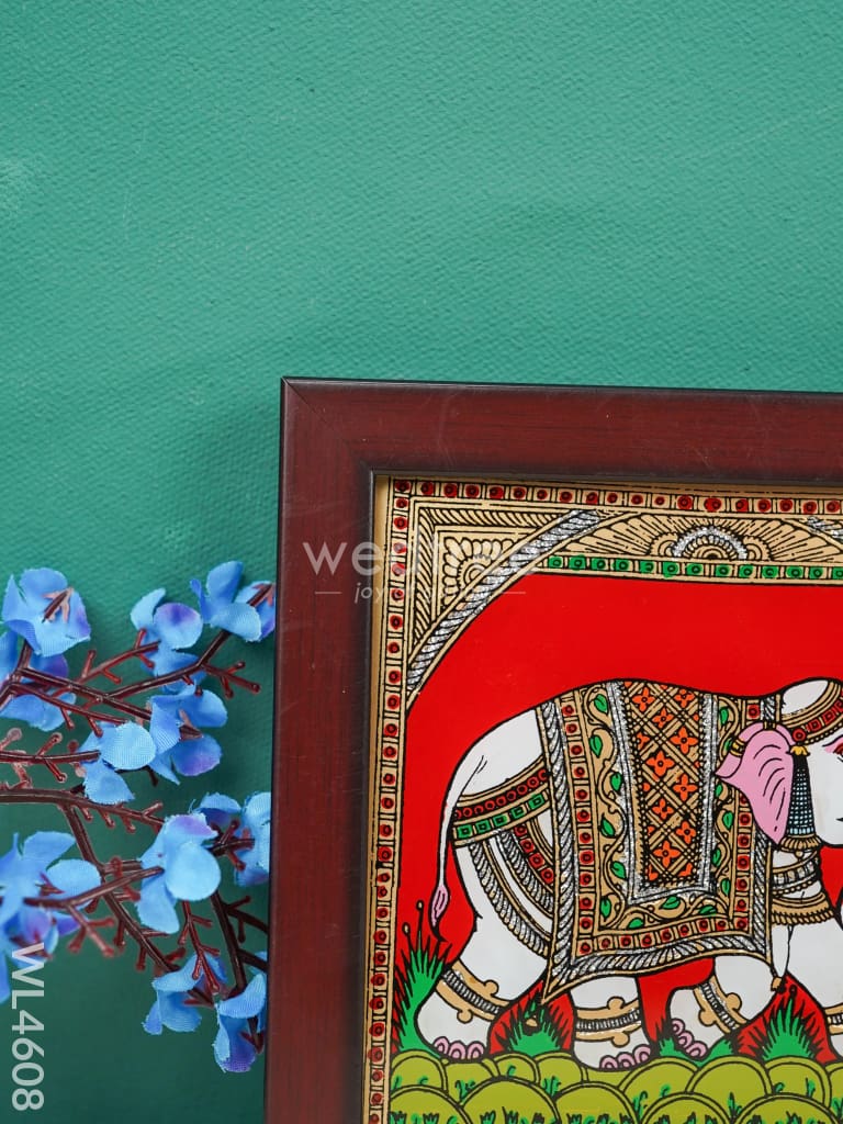 Elephant Reverse Glass Painting Frame - 4 x 4 inch - WL4608