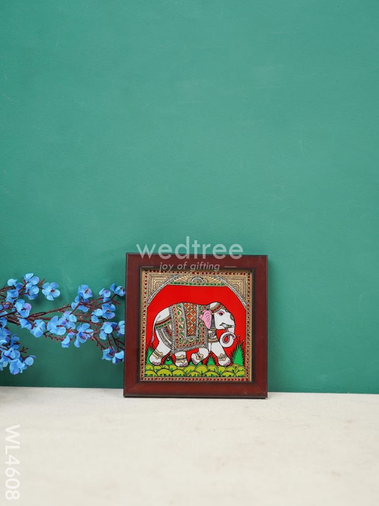 Elephant Reverse Glass Painting Frame - 4 x 4 inch - WL4608