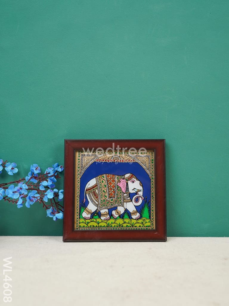 Elephant Reverse Glass Painting Frame - 4 x 4 inch - WL4608