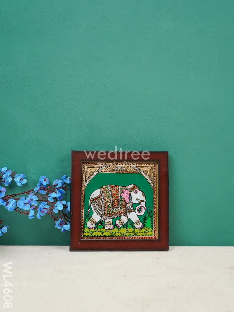 Elephant Reverse Glass Painting Frame - 4 x 4 inch - WL4608