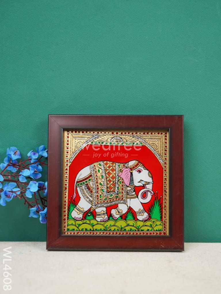 Elephant Reverse Glass Painting Frame - 4 x 4 inch - WL4608
