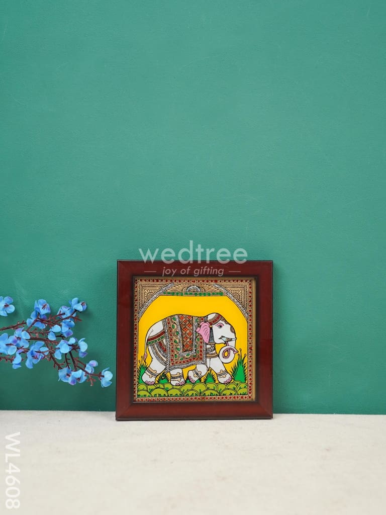 Elephant Reverse Glass Painting Frame - 4 x 4 inch - WL4608