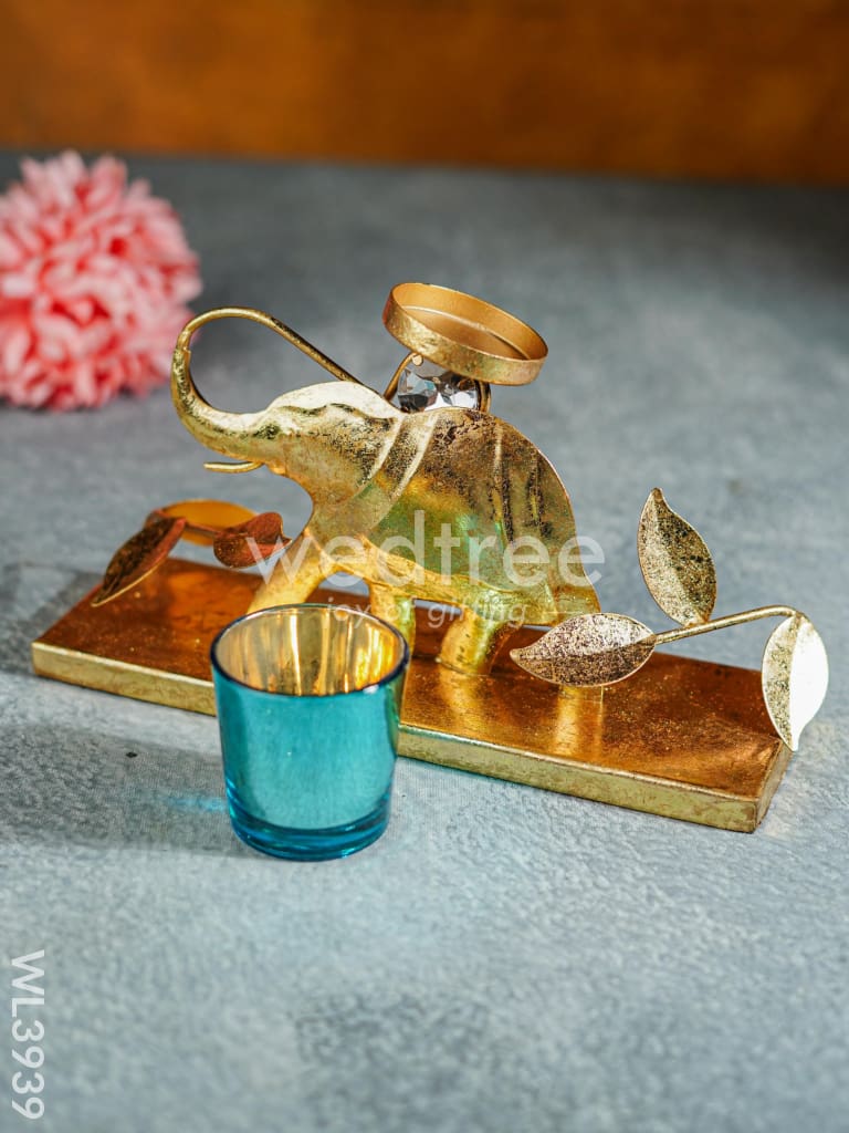 Elephant Stand with Glass Candle Holder - WL3939
