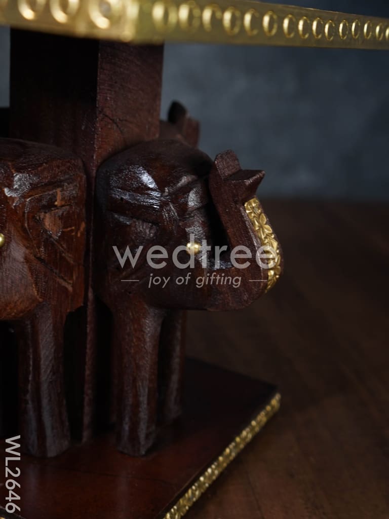 Elephant Stool with Brass Fitted Top - 8 inch - WL2646