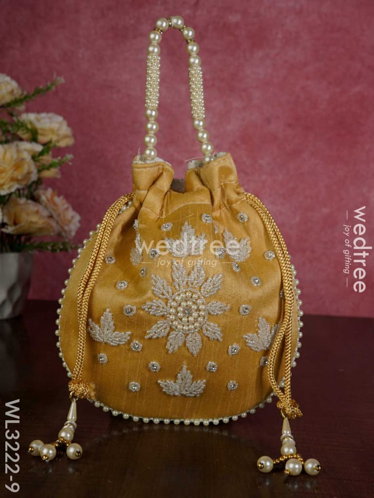 Embroidered Potli Bags with Beaded Handle - WL3222