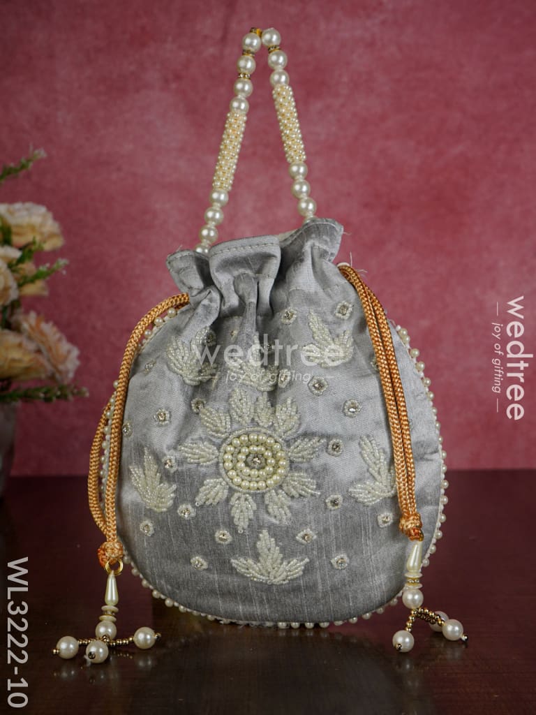 Embroidered Potli Bags with Beaded Handle - WL3222
