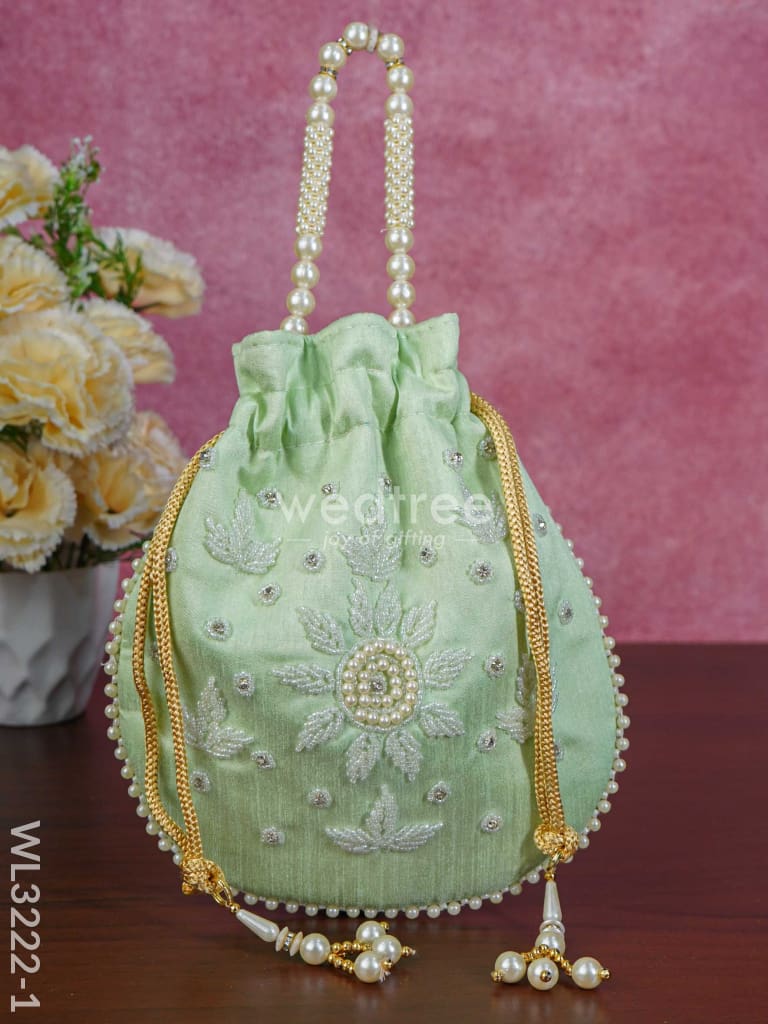 Embroidered Potli Bags with Beaded Handle - WL3222
