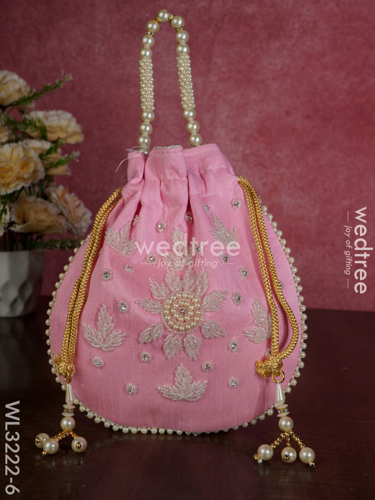 Embroidered Potli Bags with Beaded Handle - WL3222