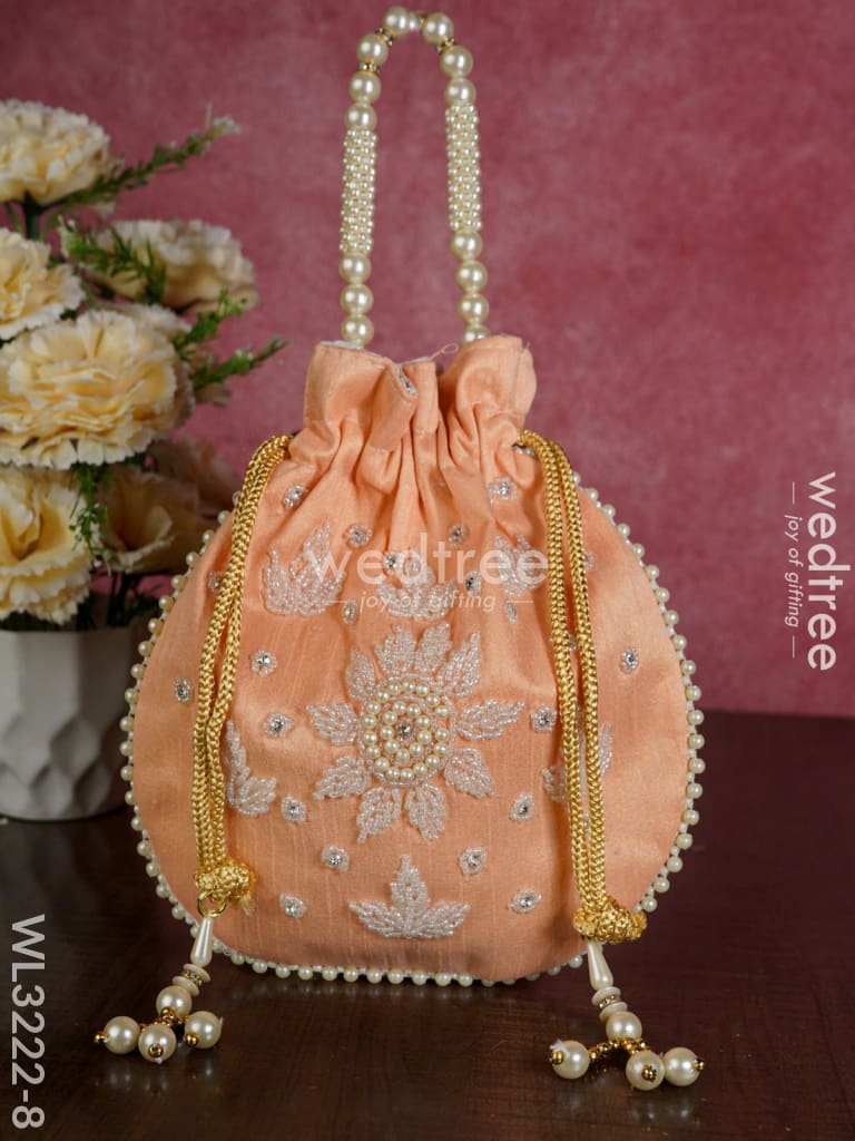 Embroidered Potli Bags with Beaded Handle - WL3222