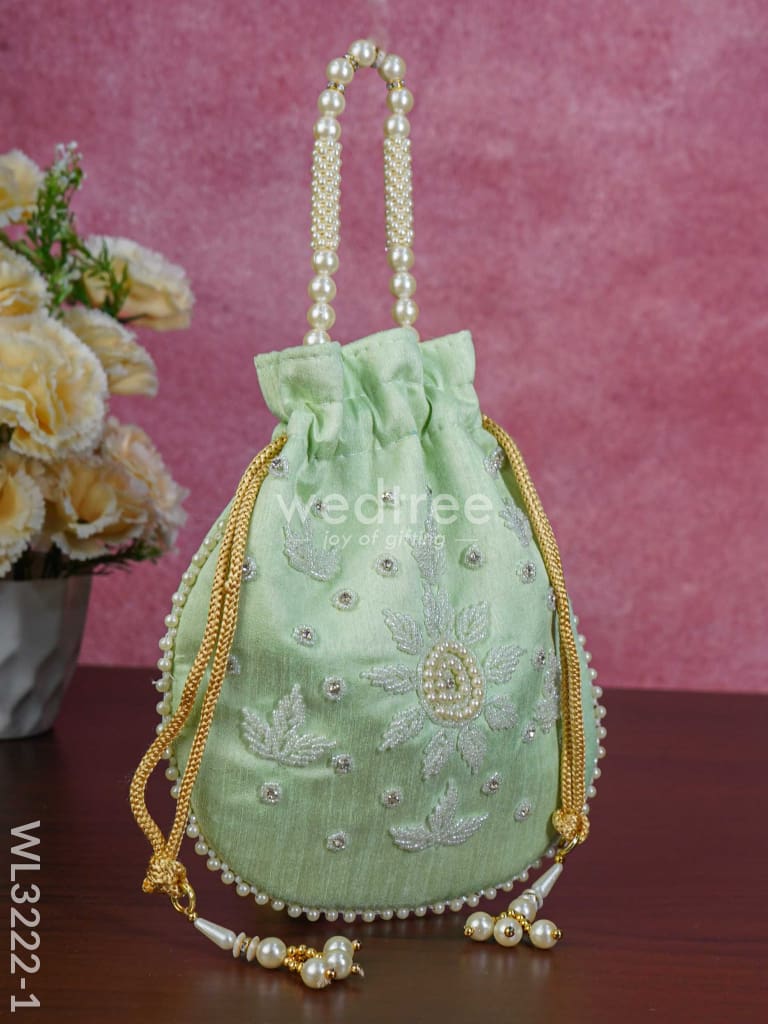 Embroidered Potli Bags with Beaded Handle - WL3222
