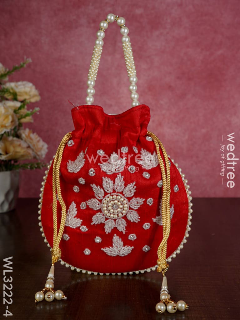 Embroidered Potli Bags with Beaded Handle - WL3222