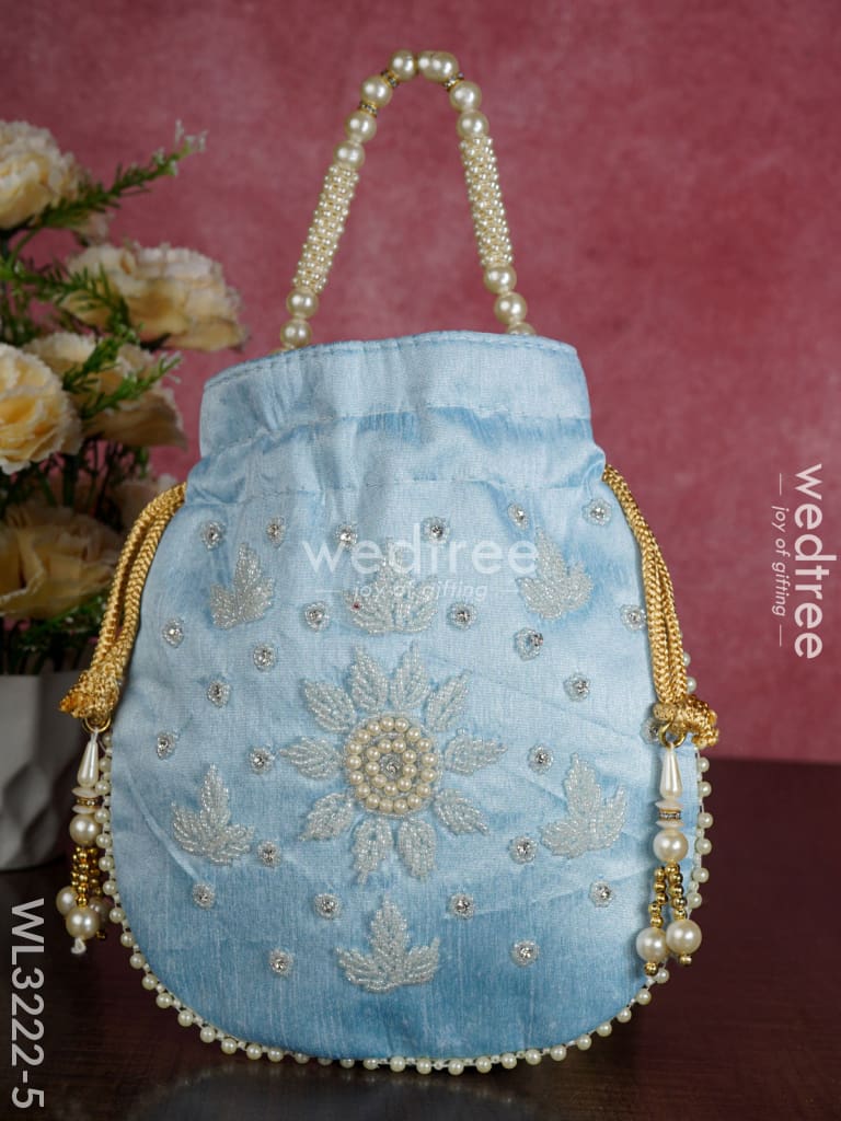 Embroidered Potli Bags with Beaded Handle - WL3222