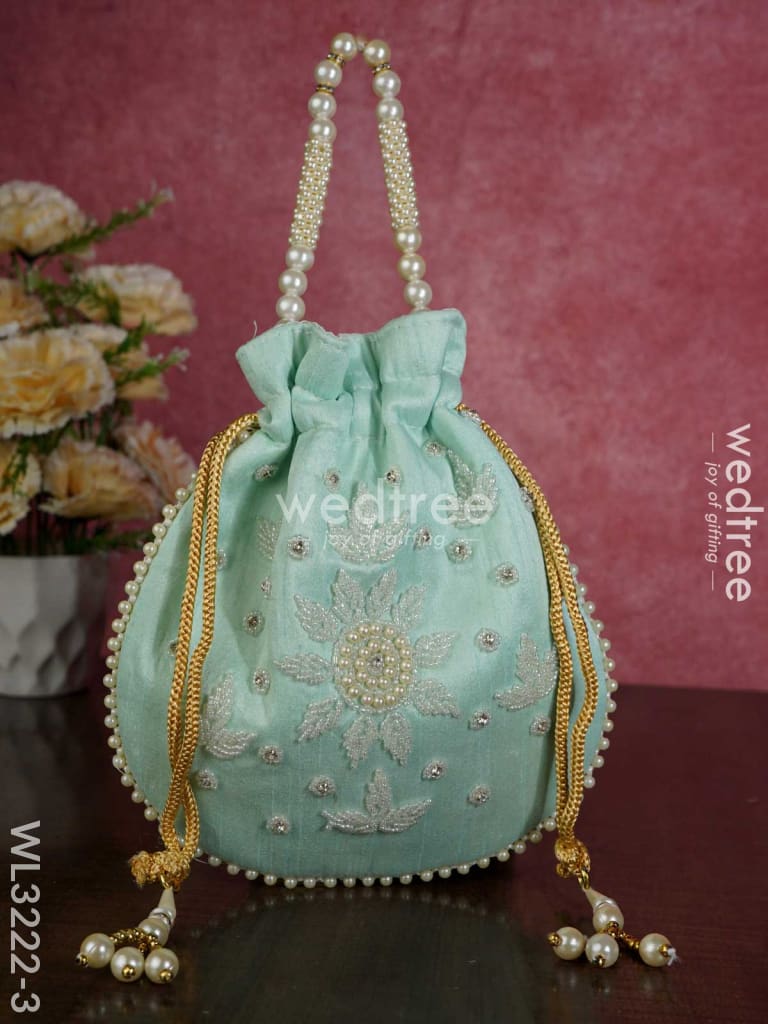 Embroidered Potli Bags with Beaded Handle - WL3222