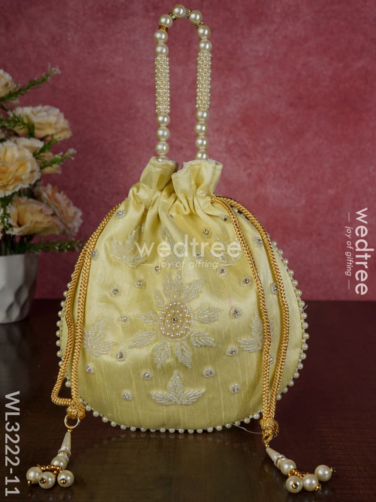 Embroidered Potli Bags with Beaded Handle - WL3222
