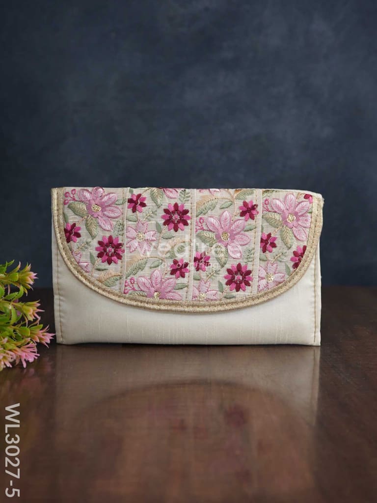 Envelope Style Sling Bag with Floral Embroidery - WL3027