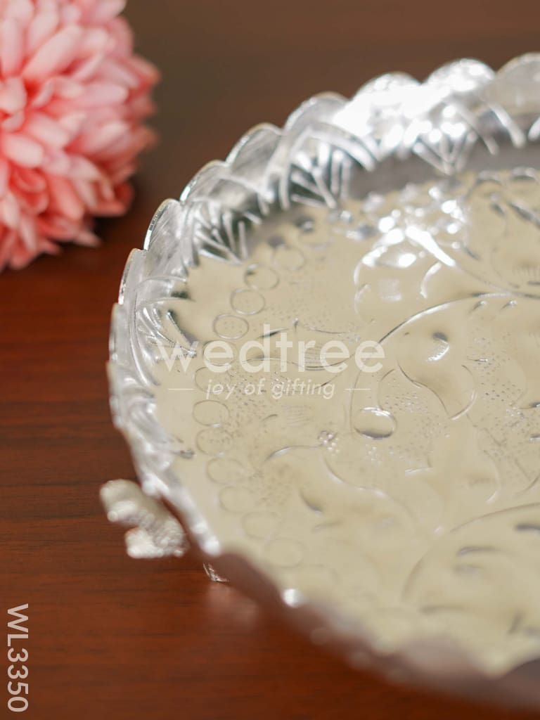 Fancy Pooja Tray with Elephant Stand - 10 inch - WL3350