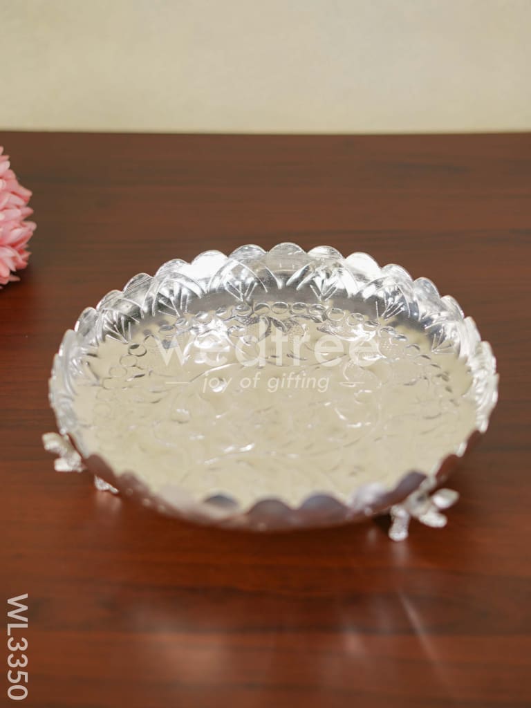 Fancy Pooja Tray with Elephant Stand - 10 inch - WL3350