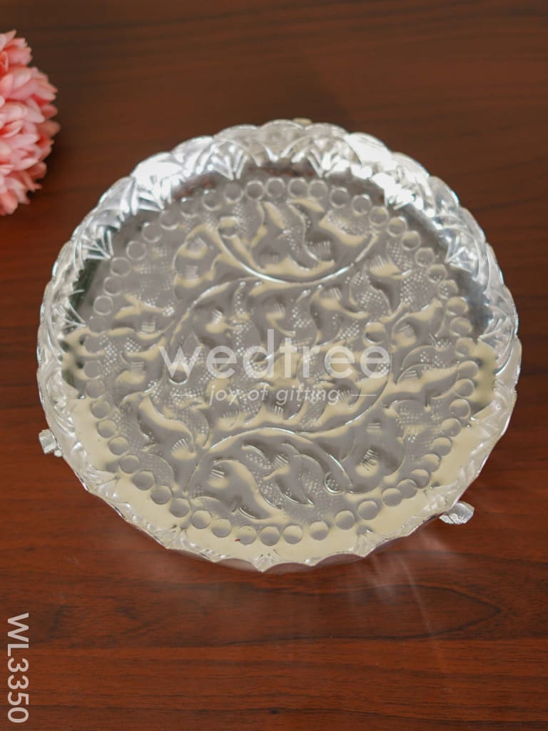 Fancy Pooja Tray with Elephant Stand - 10 inch - WL3350