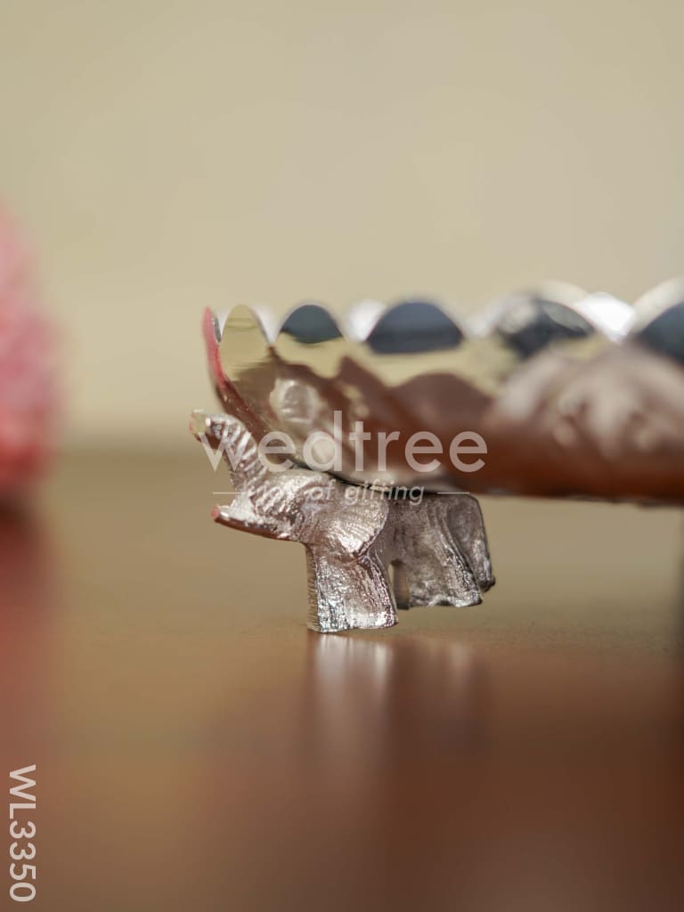 Fancy Pooja Tray with Elephant Stand - 10 inch - WL3350