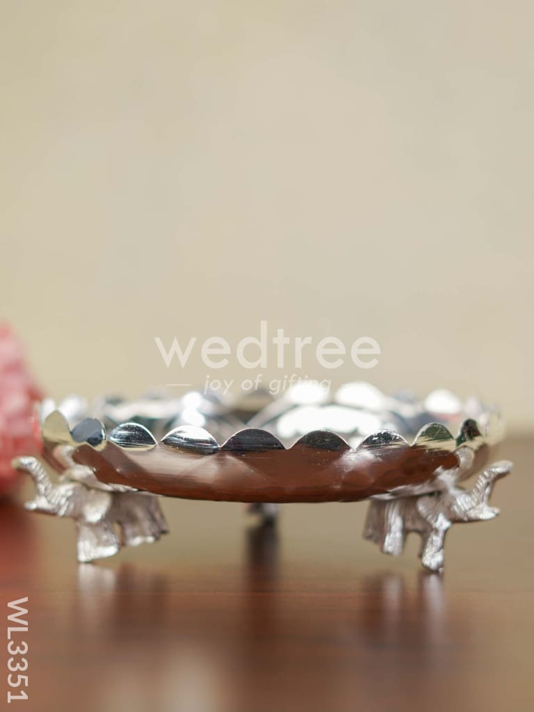 Fancy Pooja Tray with Elephant Stand - 8 inch - WL3351
