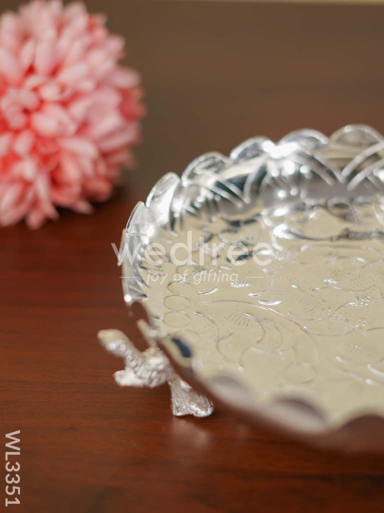 Fancy Pooja Tray with Elephant Stand - 8 inch - WL3351