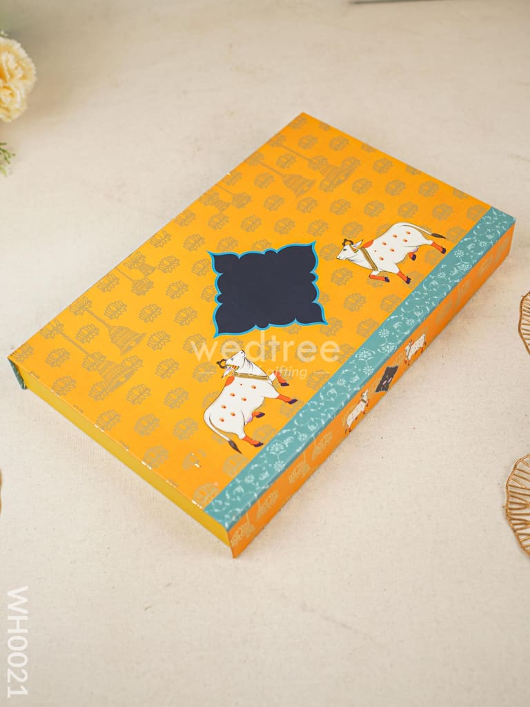 Flip Top 4 Line Jumbo Box - Yellow Cow Print - WH0021
