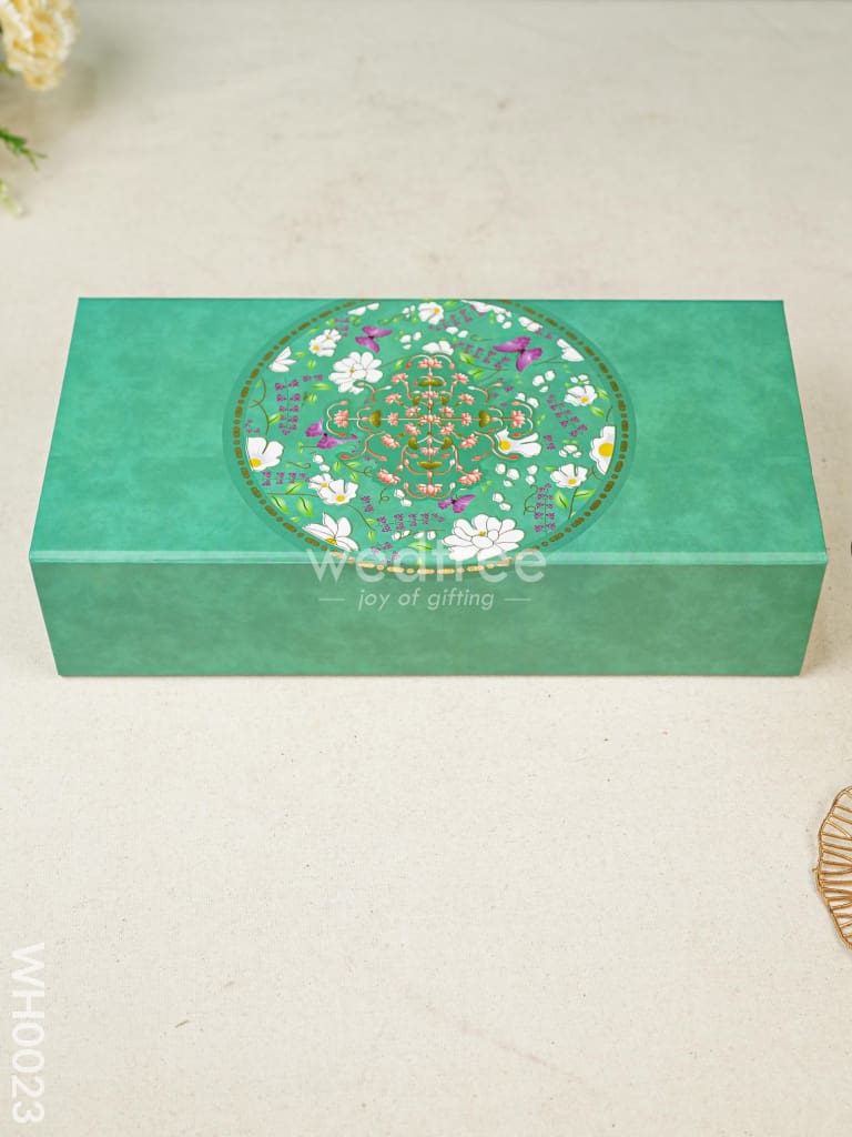 Flip Top Box - Green Flower Print Box - WH0023