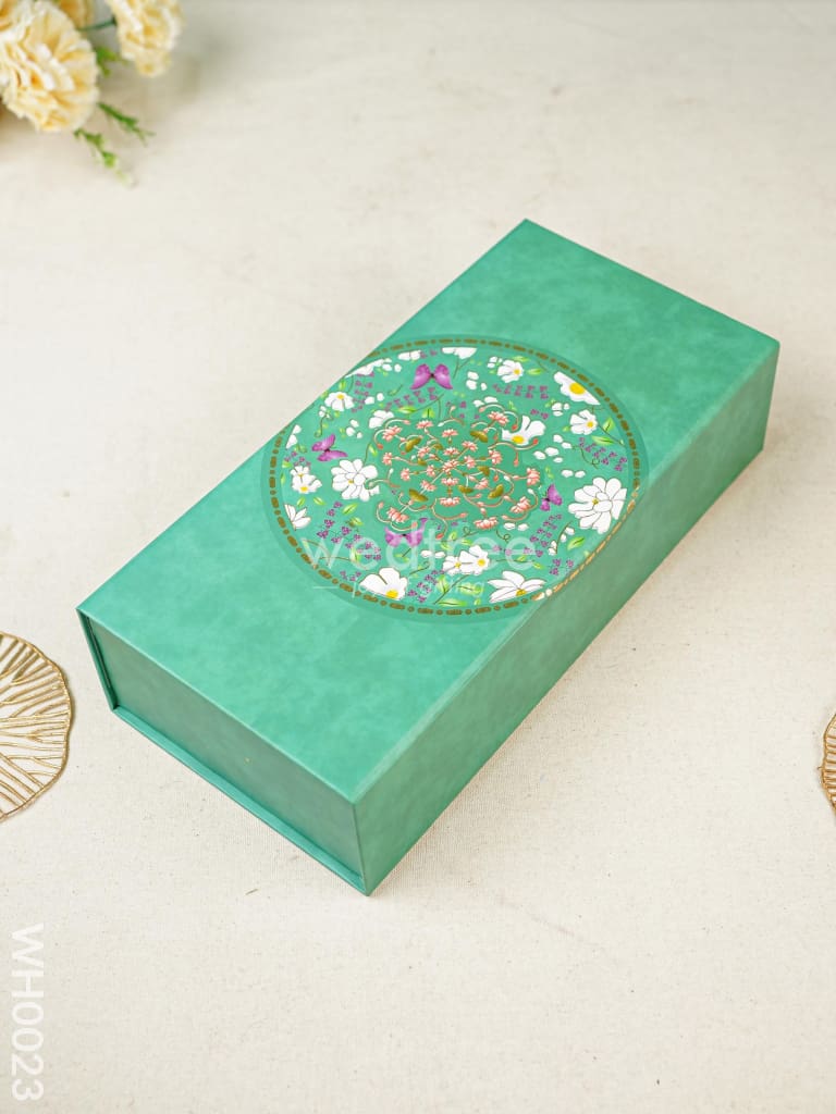 Flip Top Box - Green Flower Print Box - WH0023