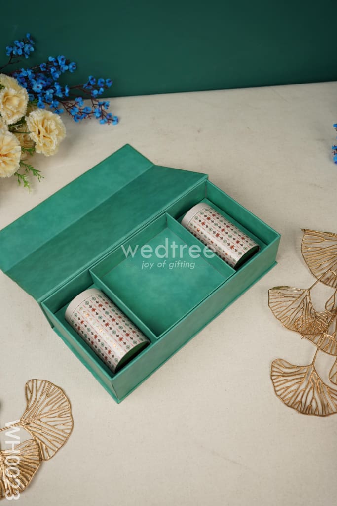 Flip Top Box - Green Flower Print Box - WH0023