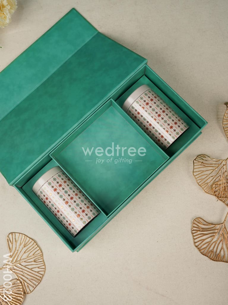 Flip Top Box - Green Flower Print Box - WH0023