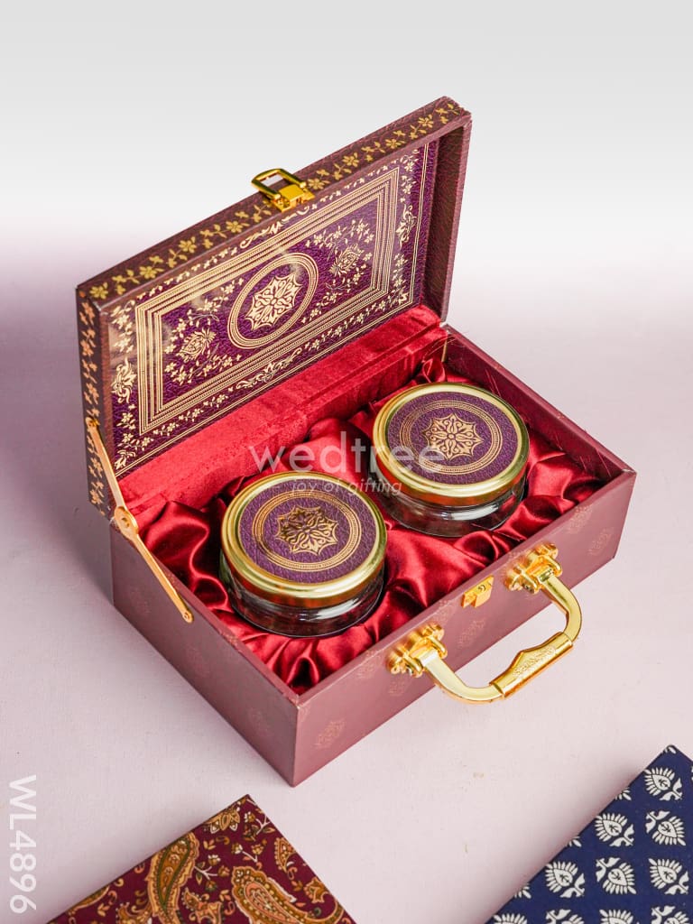 Floral 2 Jar Dry Fruit Box - WL4896