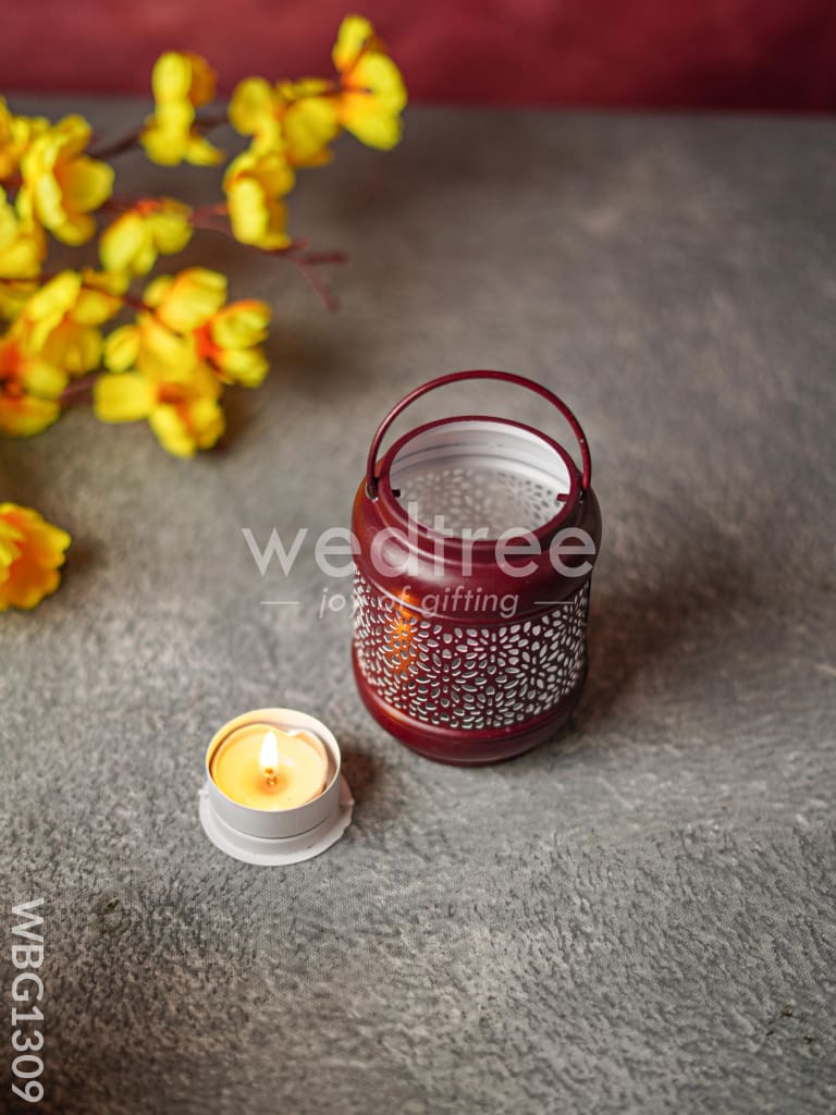 Floral Cylindrical Votive with Handle - WBG1309