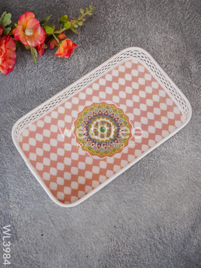 Floral Design Tray with White Frame - WL3984