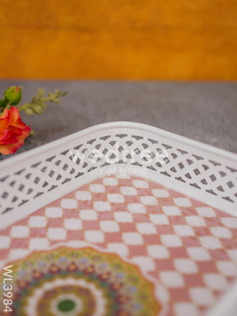 Floral Design Tray with White Frame - WL3984