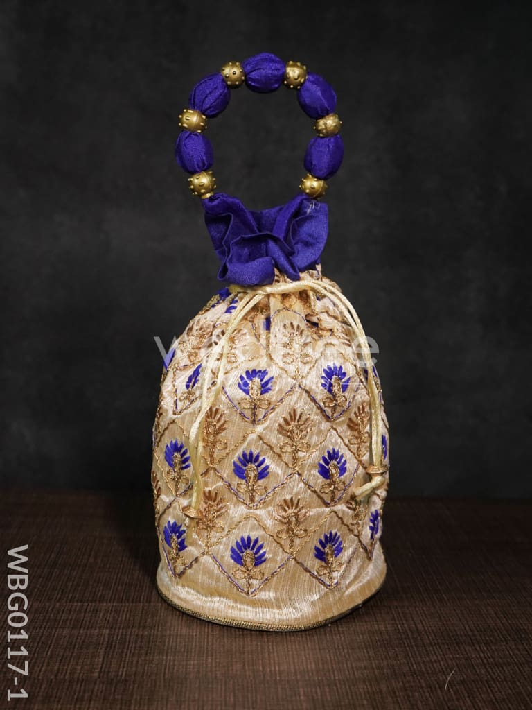 Floral designed Embroidery Potli Bag in Triangular Pattern - WBG0117