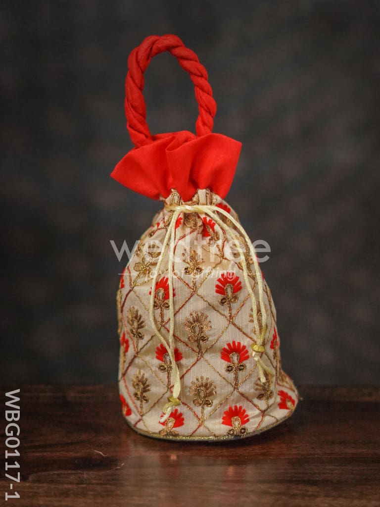 Floral designed Embroidery Potli Bag in Triangular Pattern - WBG0117