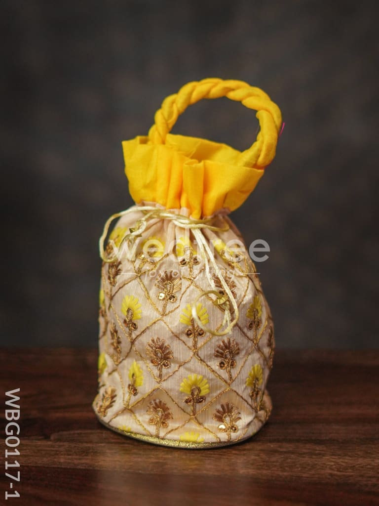 Floral designed Embroidery Potli Bag in Triangular Pattern - WBG0117
