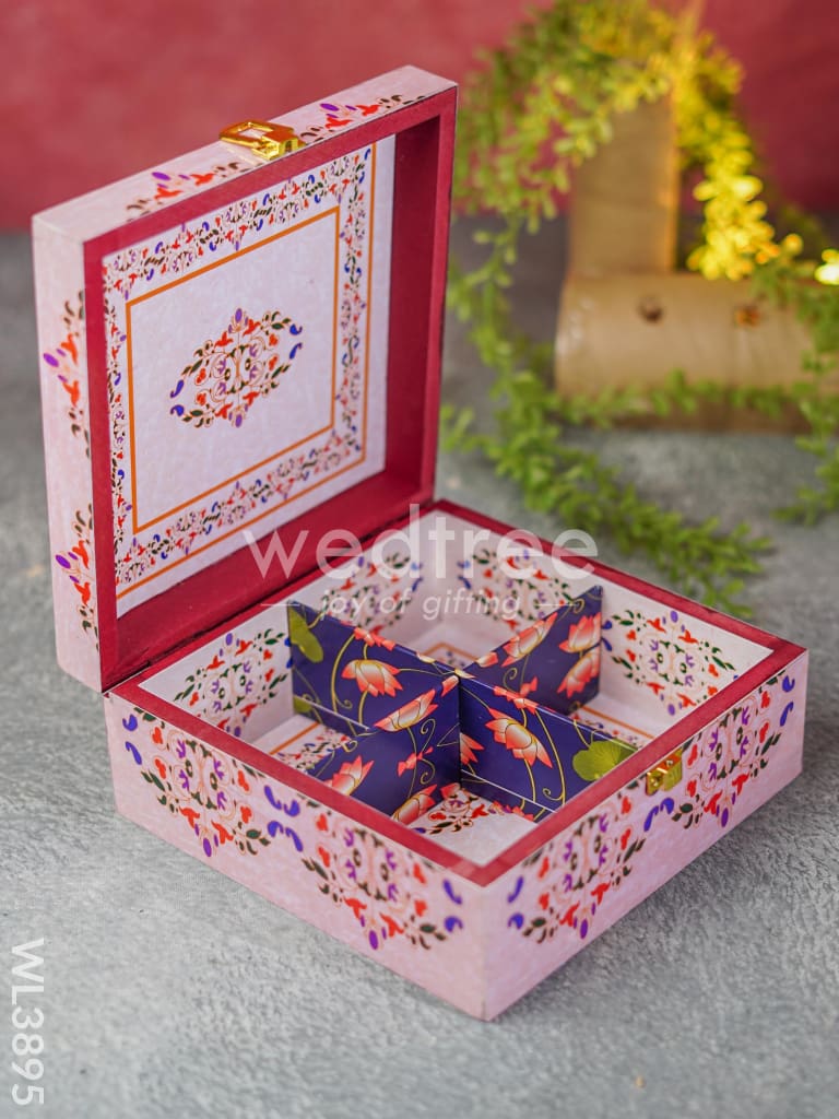 Floral Dry Fruit Box with 4 Partitions - WL3895